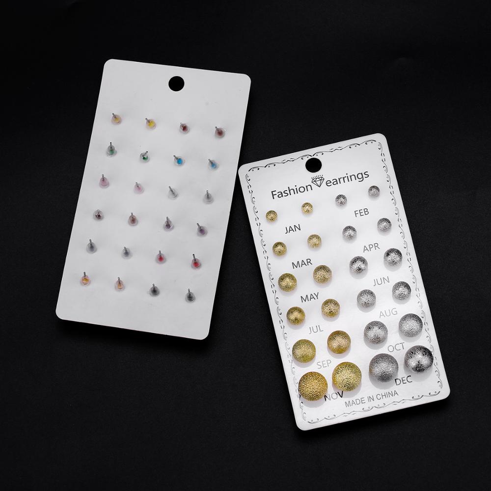 12 Pairs Crystal Rhinestone Flower Stud Earrings Set for Women Jan to Dec Birthstone Piercing Jewelry Accessories