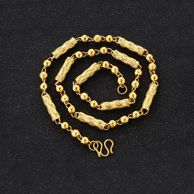 Men's Cylindrical Gold Necklace, Domineering Vietnamese Sand Gold Necklace, Simulated Gold-plated Necklace Gift