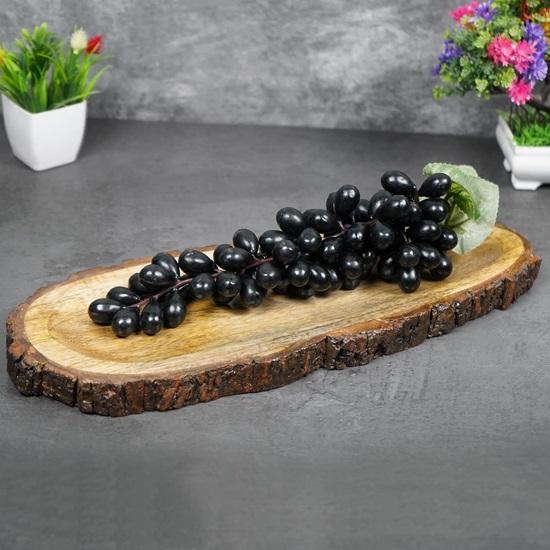 Ručně vyráběný dřevěný servírovací podnos z mangového dřeva, design papája, dřevěný podnos, oválný.