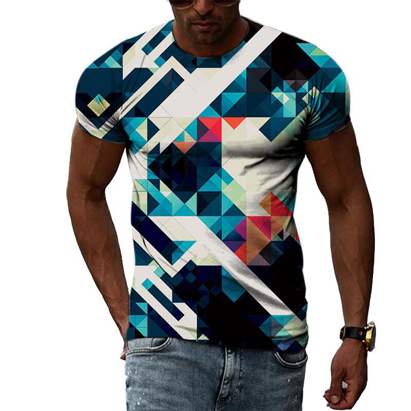 Summer Men's 3D Printed Crew Neck T-Shirt Fashion Versatile Breathable Trend Casual