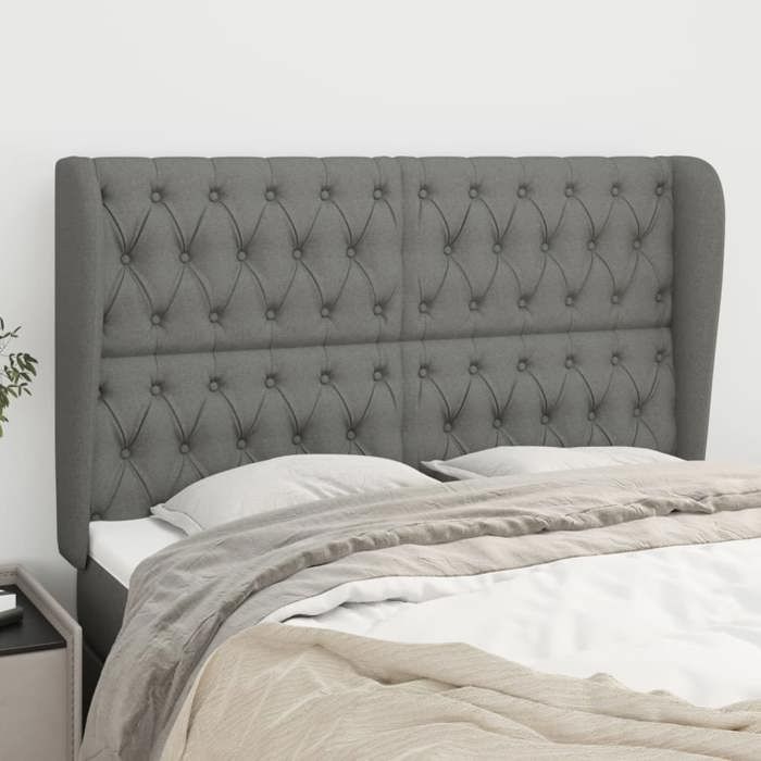 VidaXL Headboard with Ears Dark Grey 147x23x118-128 Cm Fabric3118291