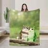 Miauw Kat Uil Bellen Telefoon Thema Warme Gezellige Deken Esthetische Reis Plaid Home Decor Flanellen Sprei Bank Bed Cover