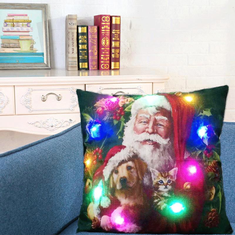 

Led Christmas Lights Linen Pillow Case Cushion Cover Home Decor Bed Sofa Case Style42