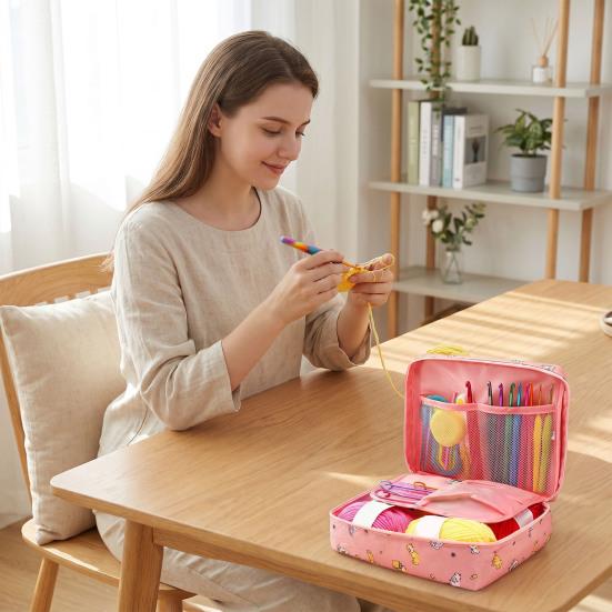 DIY Lace Blanket Weaving Tools 59Pcs/Set Crochet Kit, Ergonomic Hooks Yarn Accessories Set Knitting Supplies for Beginners with Storage Bag, Complete