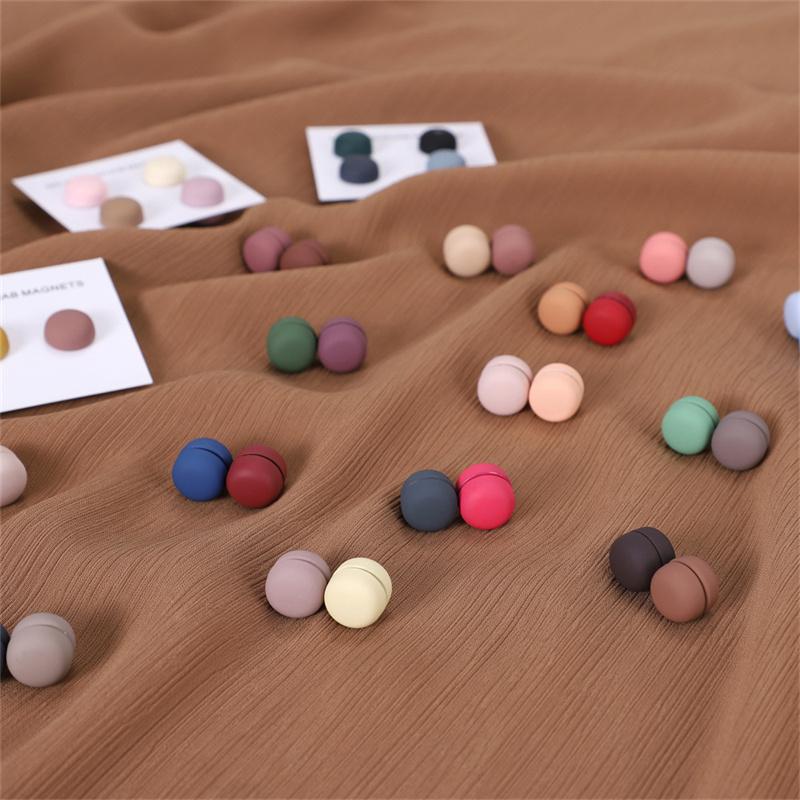 New 54color Matte Silk Scarf Hijab Magnet Brooch Strong Magnetic Buttons Round Shawl Dual-use Collar Clip Cufflinks