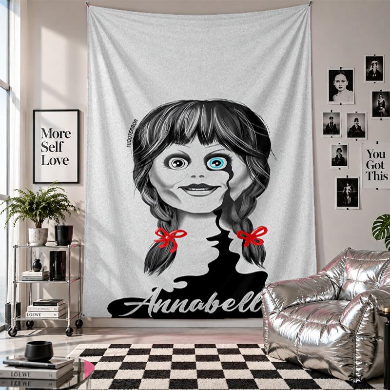 Wall TapestryThe Conjuring Annabelle Art Hanging Cloth Decorative Background Cover for Room Decoration