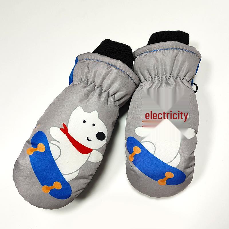 Cozy Winter Cartoon Fleece-Lined Gloves for Girls, Ages 2-5