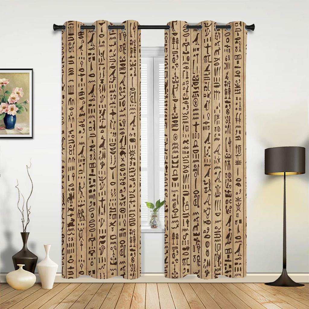 Egypt Pharaoh Yellow Mural Ancient Window Curtains Home Decoration Living Room Curtains Kid's Room Cortinas For Kitchen Bedroom
