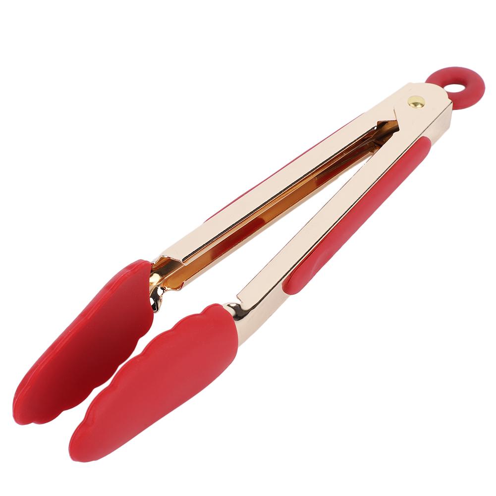 

1 шт. Щипцы для барбекю из нержавеющей стали с антипригарным покрытием, зажим для мяса с отверстием для подвешивания Red