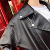 European & American Style Women's Motorcycle Leather Jacket with Oblique Zipper and Long Sleeves