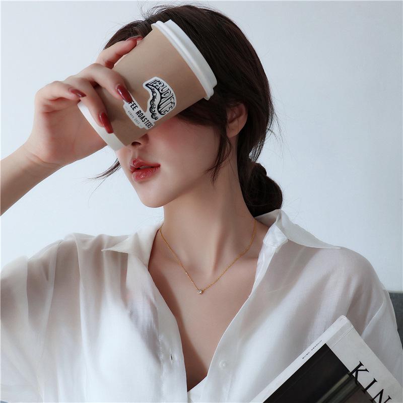 Rose Gold 18K Titanium Steel Diamond Necklace - Luo Zijun Inspired Women's Trendy Collarbone Chain