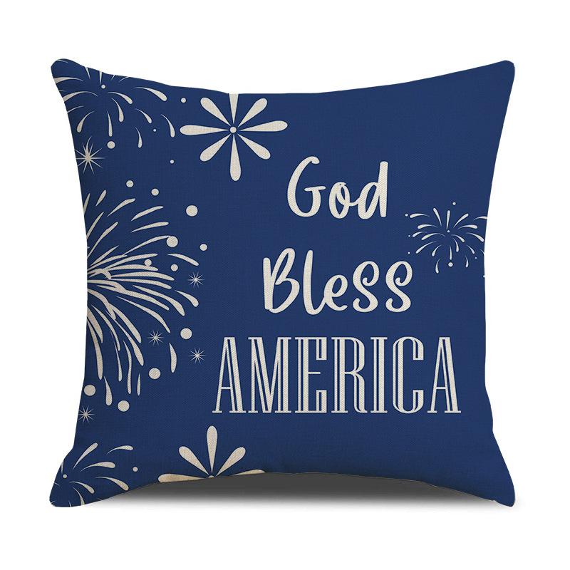 4pcs/Set Cross-Border US Independence Day Pillow Cover Letter Sofa Cushion Cushion Cover Household Goods Without Pillow Core
