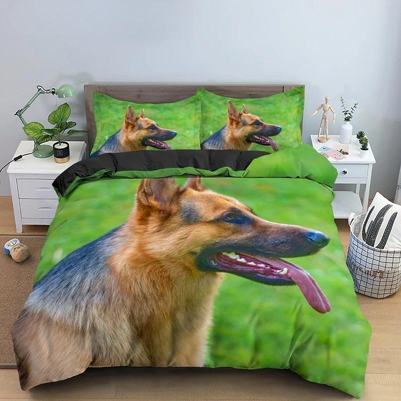German Shepherd Duvet Cover King Queen 3D Lovely Dog Pattern Bedding Set for Kids Boys Girls Cute Pet Puppy Soft Comforter Cover