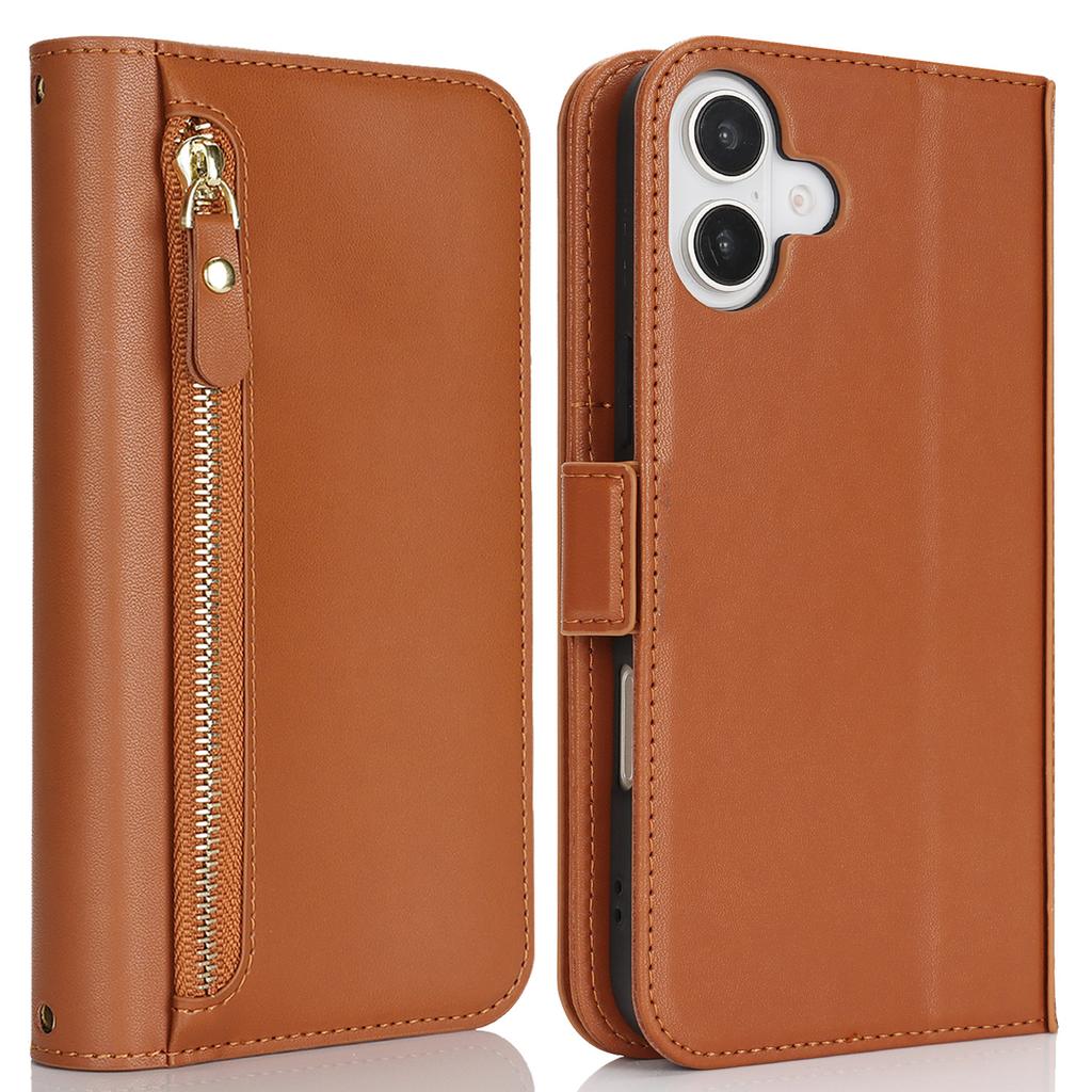Applicable To iPhone16 Leather Case 17Pro Zipper Wallet Multi-card Oblique Span Protective Case S24Ultra Multi-function