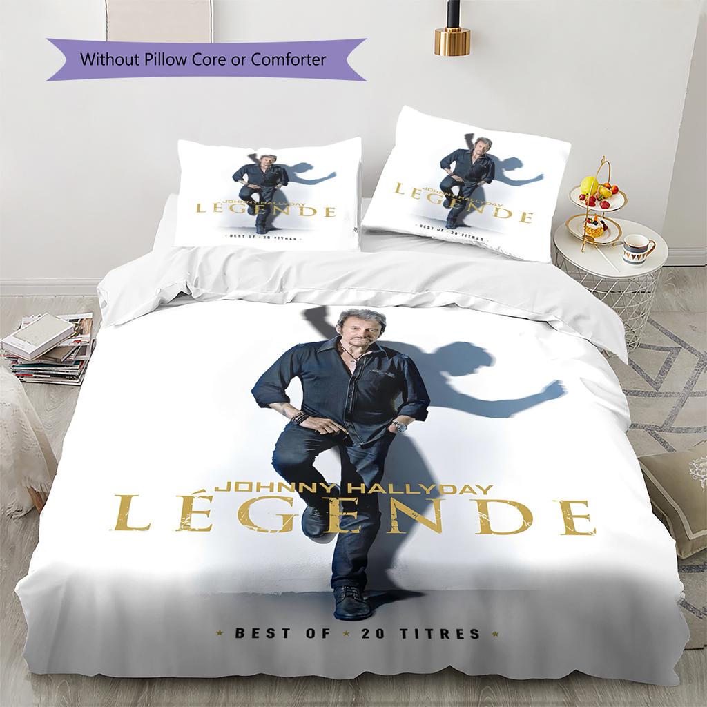 1PC Johnny Hallyday pattern Bedding Quilt Set Quilt Cover Pillowcase Home Decoration Birthday Gift (1 * duvet cover + 19 * pillowcase, without core)