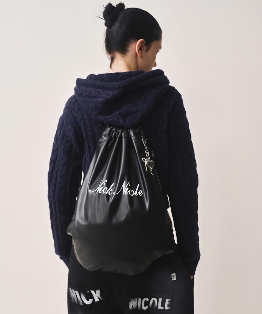 Nick&Nicole Nicole Leather String Backpack_Black