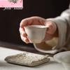 Beige Ru Kiln Tea Cup Chinese Tea Cup Teacup Bowl Porcelain Cups Gift Jingdezhen Cute Ceramic Teaware Infusers Tool Chhai Pair