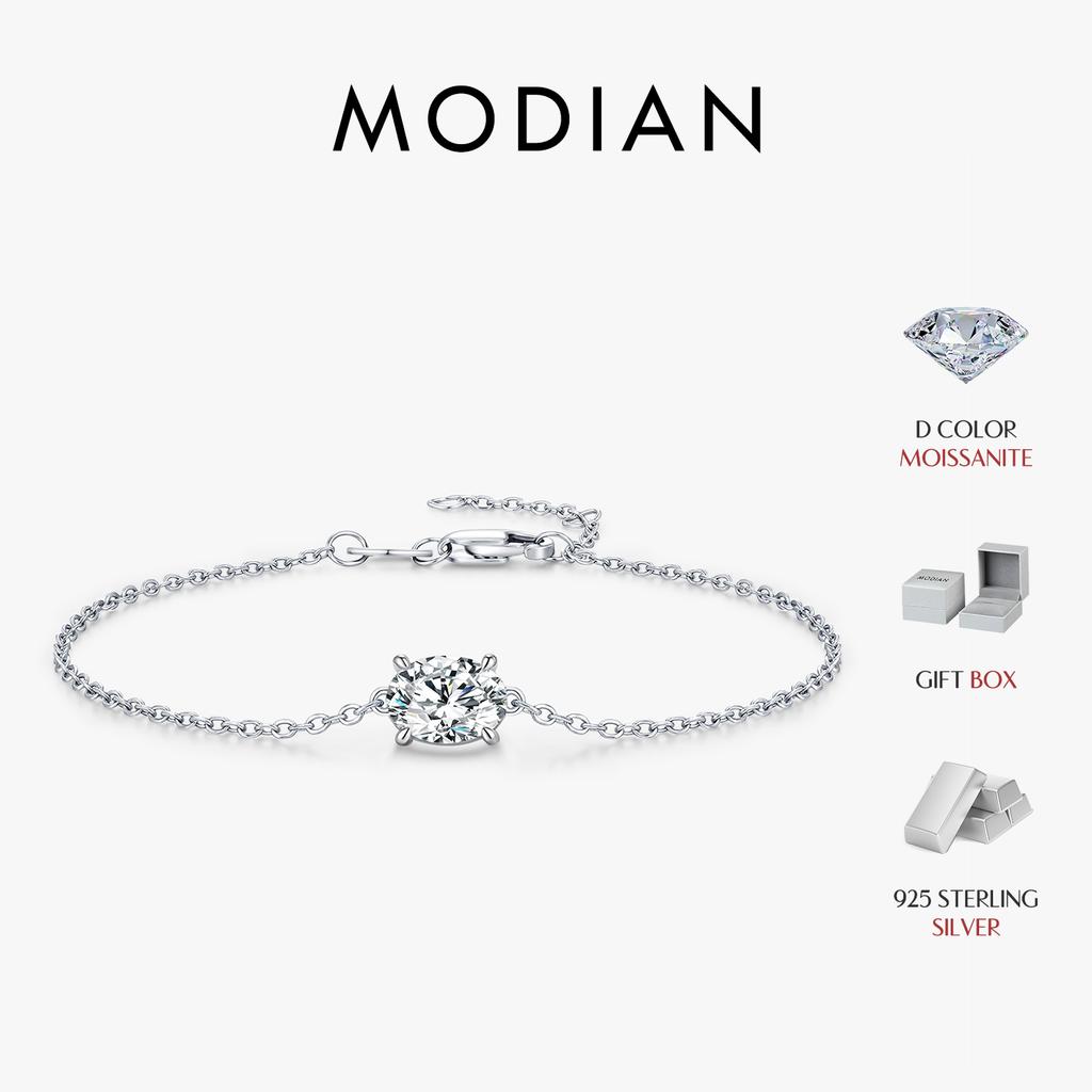 MODIAN 1CT Oval Moissanite Bracelet 925 Silver Trendy Temperament Link Chain Bracelet For Women Fine Jewelry