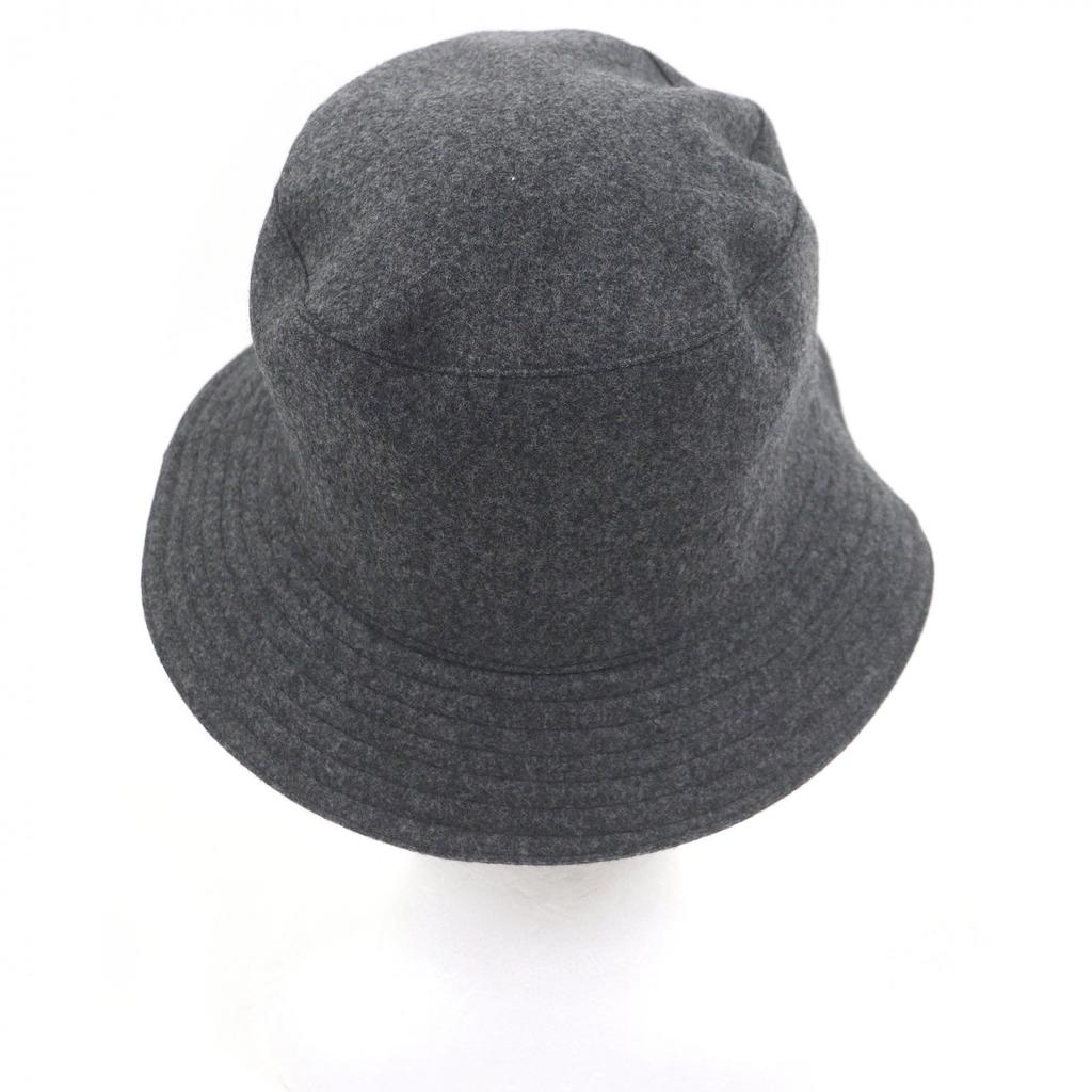 Great HERMES hat BOBFILIPE Serie Button Leather Pocket Bucket gray hair mens Used