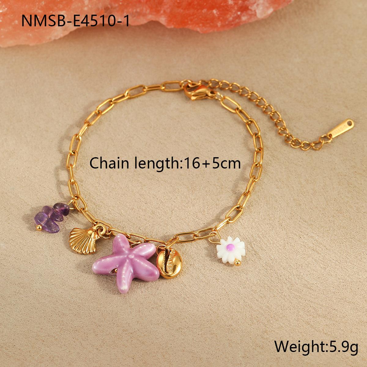 GEMCHIC Women s Ocean Resort Titanium Steel Handmade Bracelet Stainless Steel Starfish Seashell Sea Star Charm Bangle Fashion Jewelry