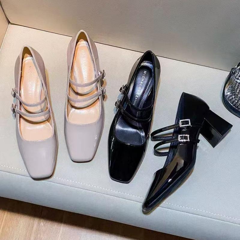 Fashion Women's Fashion Thick Heel Shoes Spring New Square Head Shallow Mouth Anti-slip Wear-resistant High Heels