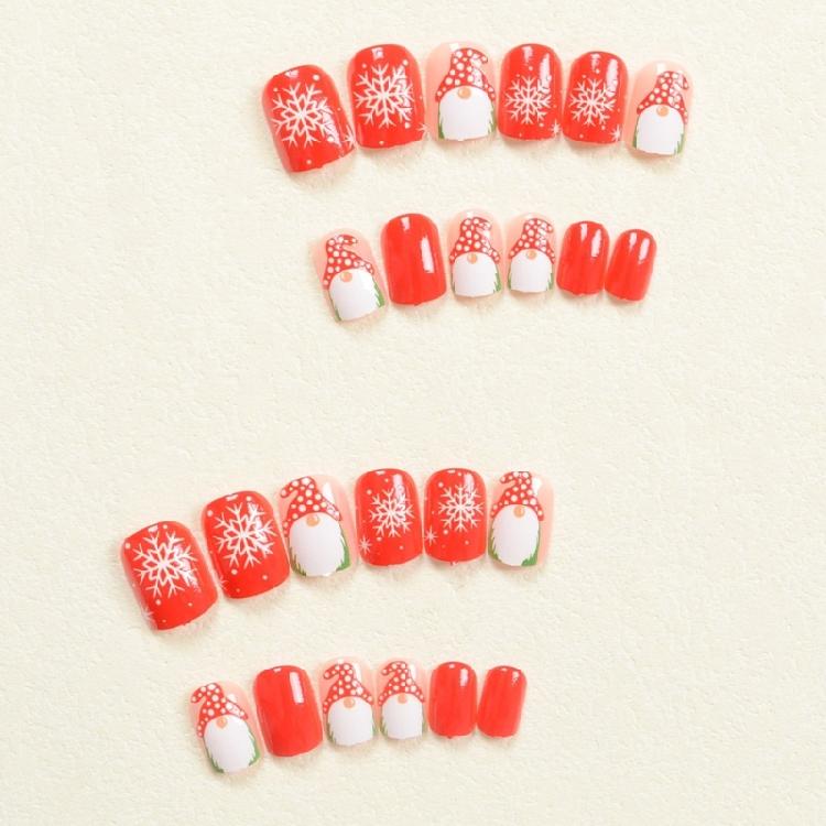 Cartoon-Weihnachtsmann Falsche Nägel Weihnachten Vollabdeckung Aufklebenägel Quadratische Press-On-Nägel Maniküre Zubehör für den Winter