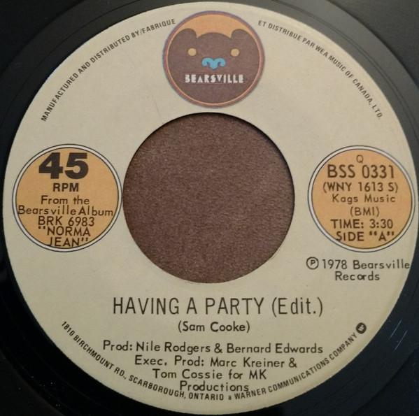 

7inch Record NORMA JEAN WRIGHT - Having A Party (Edit) / So I Get Hu BSS0331 Bearsville 1978 Canada Soul/Funk Used
