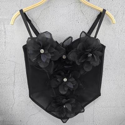 3D Floral Halter Top Sleeveless Halter Top for Women Spring/summer Slim-fit Inner Layer Design-driven Short-sleeve Outerwear Wrap Top Camis Tank Tops