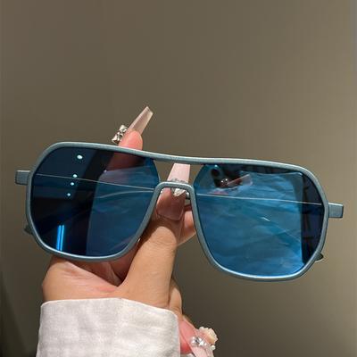 Irregular Rim Sunglasses Men  New Fashion Vintage Double Bridge Shades Women Trendy Brand Design Mirror Sun Glasses