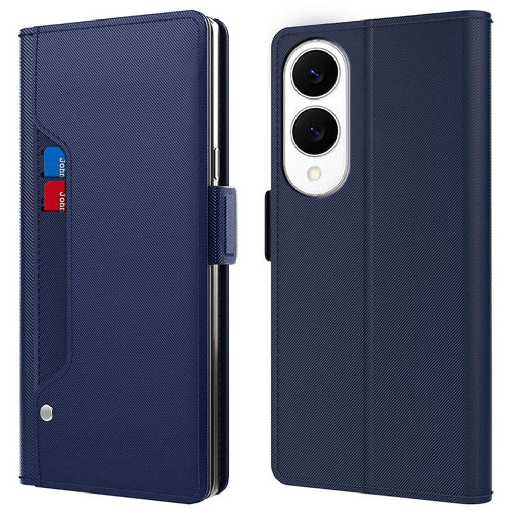 For Samsung Galaxy S25 Edge Case Stand PU Leather Phone Cover Card Holder Mirror