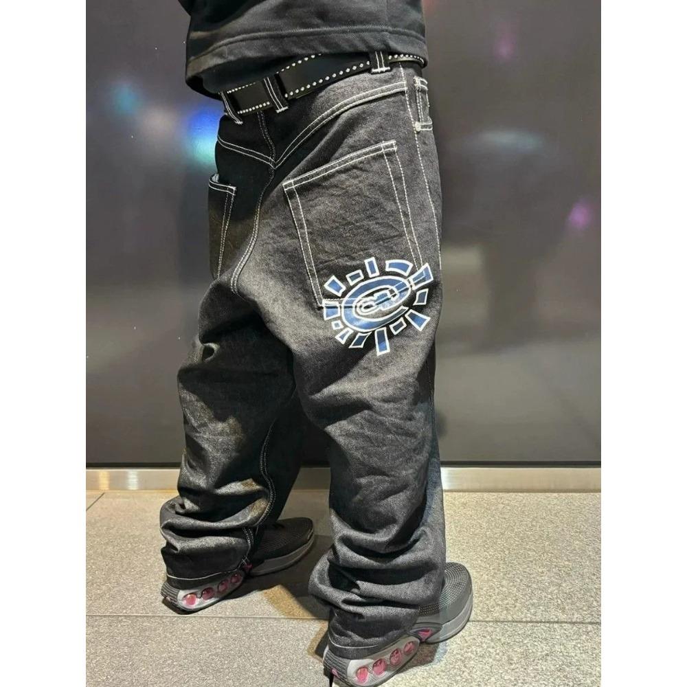 ZYLLO Neue Jeans Hochwertig Bedruckte Stickerei Straight Jeans Schwarze Hose Herren Jeans Druck Trend Streetwear Jeans Herren