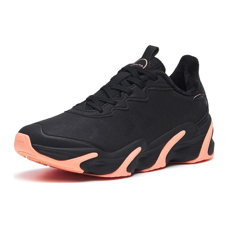 New Anta Keep Moving Cushioned Anti-Slip Wear-Resistant Breathable And Warm Low-Top Running Shoes Women's Black Orange 122245523-3