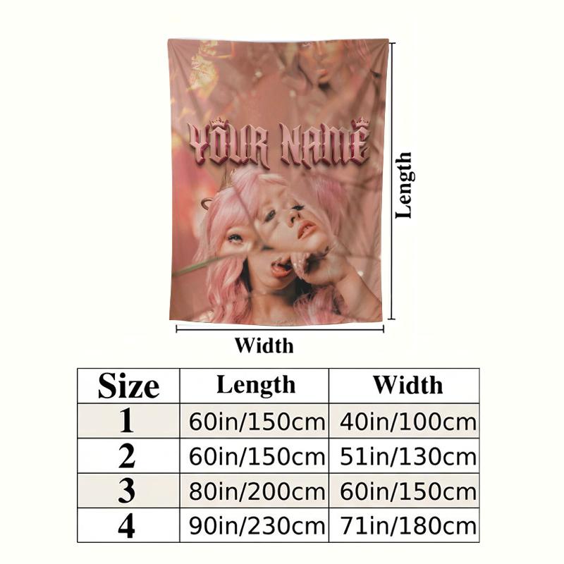 Custom Name Melanie Martinez Wall Tapestry Aesthetic Wall Hanging Printed Fabric Blanket Decorative Tapestries for Bedroom Living Room Home Decor