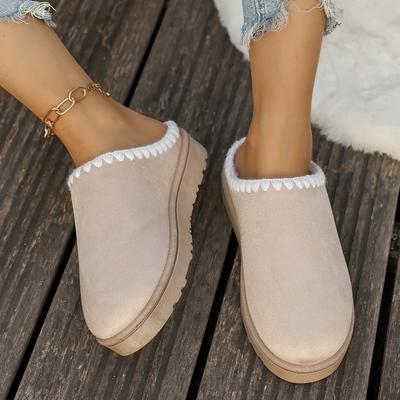 2025 Winter warme flauschige Damen Hausschuhe weiche Sohle rutschfest dicke Plüsch Clogs Damen Lässige Plateau Haus Schuhe Slides
