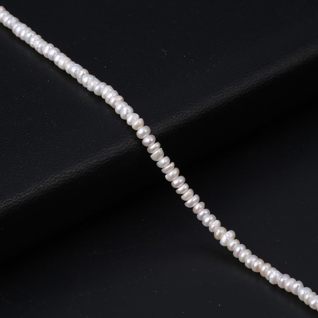 1String, White Natural Freshwater Pearls, Handmade Coin Pearl Beads, 3-3.5 Mm, for DIY Necklace Accessories, Jewelry Making, Women Gift, 36 Cm