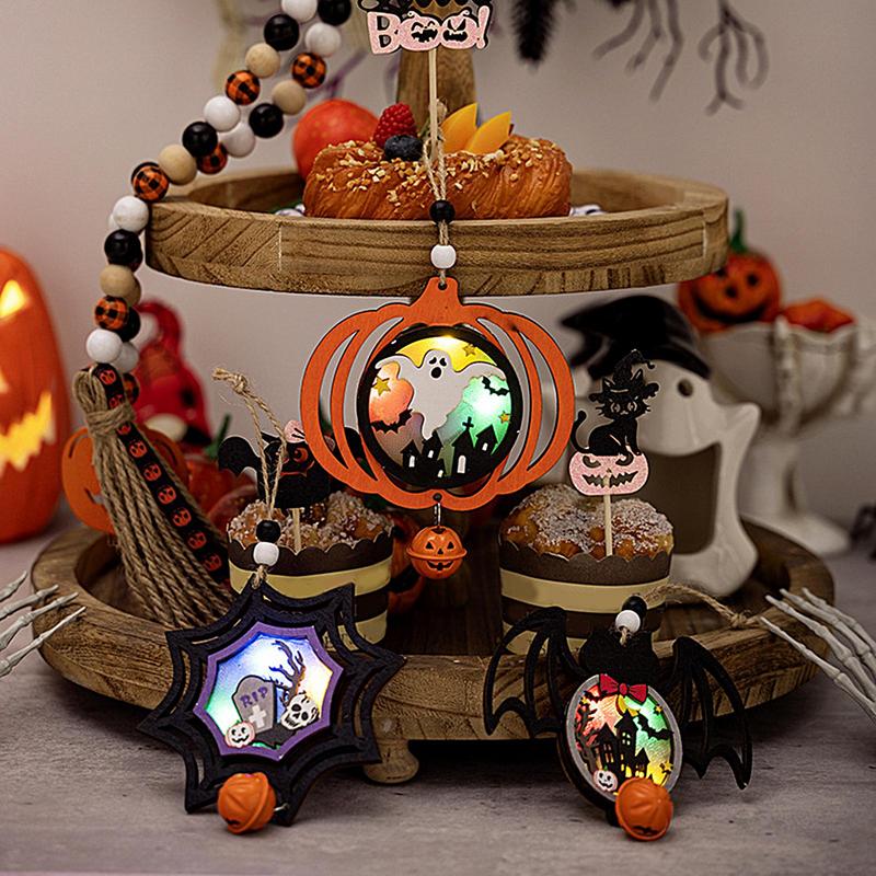 Vintage Halloween Wooden Ornaments Retro Halloween Decor Festive Vintage Halloween Tree Ornament Decorations Wooden Halloween