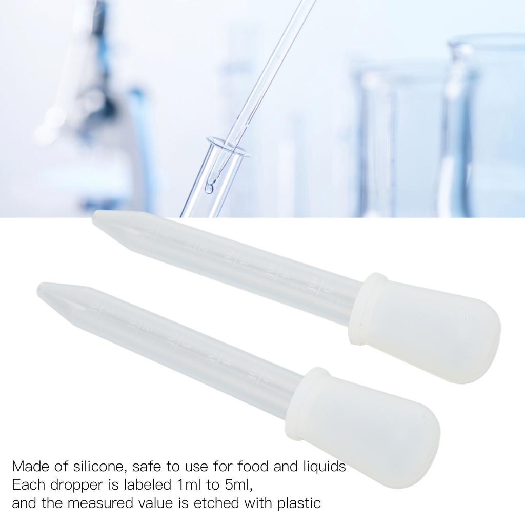 2pcs Liquid Dropper 5ml Capacity Safe Reliable Light Weight Compact Portable Pipettes for Scientific ExperimentsWhite