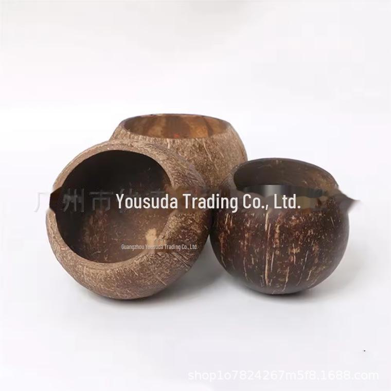 Hainan Coconut Shell Bowl Utensils - Round Coconut Bowl & Cup Candle Holder