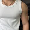 Men Vest Crew Collar Sleeveless Summer Tops Pure Color Ribbed Sport Camisole Lightweight Breathable Quick-Drying Tank Tops