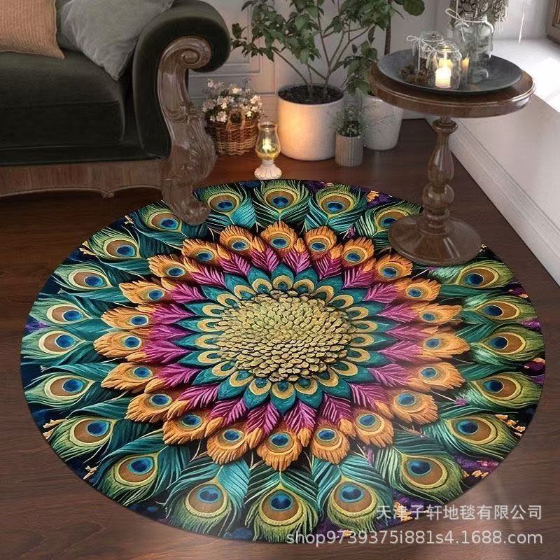 3D Páví koberec do obývacího pokoje, ložnice, koupelny, květinová podložka na podlahujavascript: