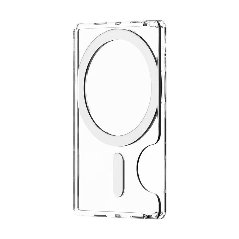 

Minimalist Magnetic Magsafe Card Holder: Transparent PC Dual-Card Wallet with Side Push Design
