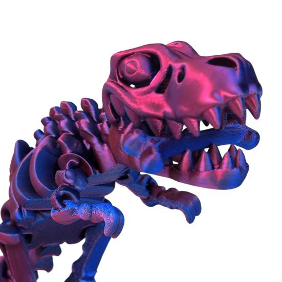 Desktop Dinosaur Ornament 3D Printed Figure, Movable Joints Smooth Opening Decoration, Flexible Figure Gradient Metallic Texture Mini Bone Accessories