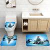 4Pcs Merry Christmas Shower Curtain Sets for Bathroom Non-Slip Bathroom Rugs Lid Toilet Cover Bath Mat Bathroom Set