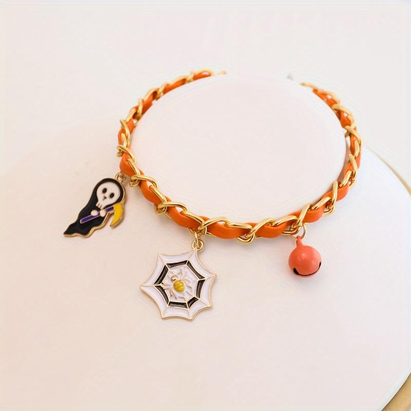 Pet Halloween Collar Velvet Metal Bell Pumpkin Bat Pendant Cat Dog Necklace Accessories