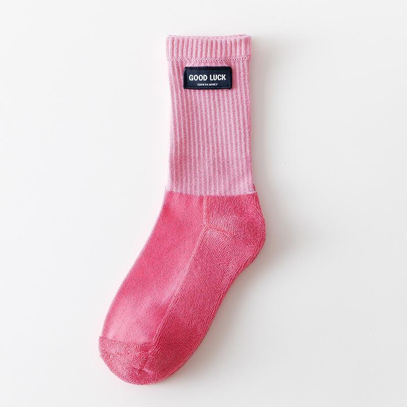 Women's Spring and Autumn Wool Ring Bottom Color Splicing Creative Sports Tube Cotton Socks