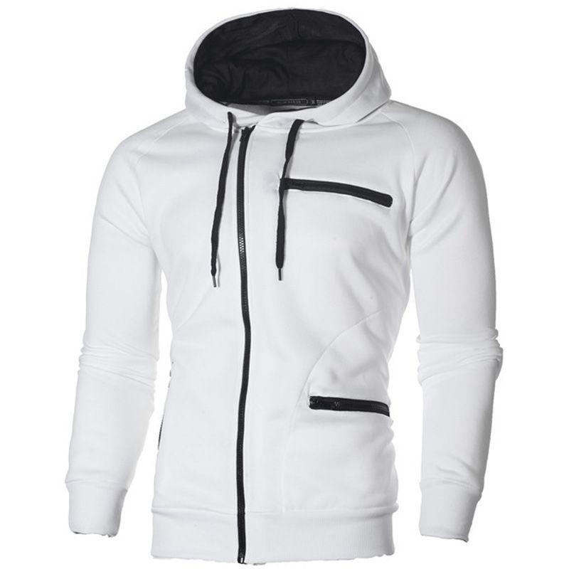 Cozy Men's Autumn Winter Hoodie Hooded Sweatshirt With Drawstring And Full-zip Closure