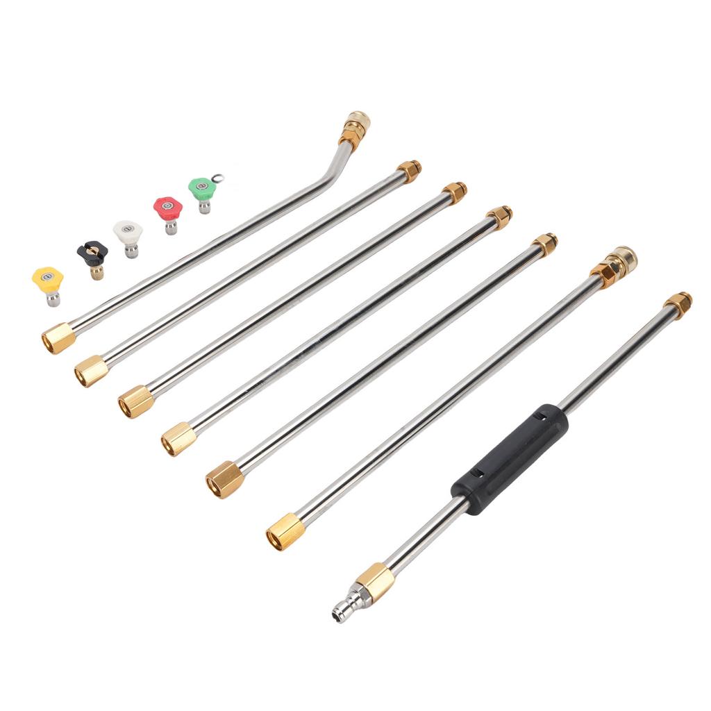 7Pcs Pressure Washer Gun Extension Wand 5Pcs Quick Connect Nozzles Stainless Steel 1 4in Pressure Washer Accessories