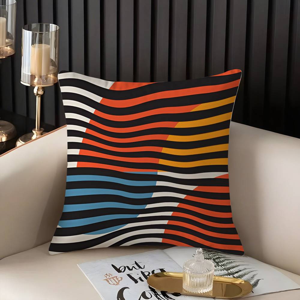 Abstract B-Bauhaus Geometry Pillow Case Home Dorm Chair Back Short Plush Double-sided Printing Office Nap Time Cushion Cover