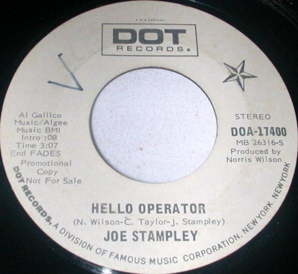 

7inch Record JOE STAMPLEY - Hello Operator DOA17400PROMO DOT US Country/Folk Used
