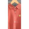 Orange&red Casual Cotton Long Sleeve Shirt Women Lapel Button Up Embroidery Sun Striped Shirts